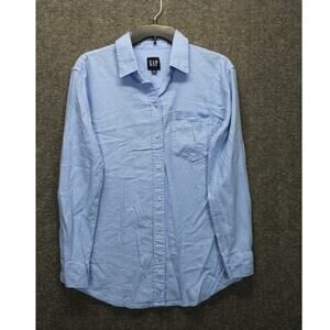 GAP Linen Blend Button Up Shirt Mens XS Blue Long Sleeve Casual Modern NEW